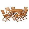 thumbnail image 1 of Pemberly Row Traditional 7-piece Wood Courtyard Set in Natural Oil, 1 of 6