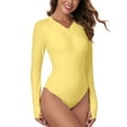 thumbnail image 2 of RELLECIGA Women's Rash Guard Long Sleeve Women Tummy Control Zipper One Piece Swimsuit Sexy Monokini Yellow Bathing Suits Navy Blue Size S, 2 of 7