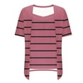 thumbnail image 5 of IROINNID Women's Printed Fake Two Piece Blouse Short Sleeve Round Neck Tops,Summer Fashion Casual Tops,Trendy Design(Pink#1,), 5 of 6