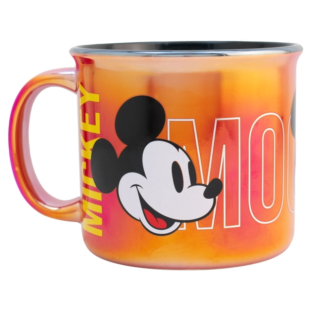 Taza Cerámica Iridiscente Bitono, Mickey Mouse Vintage, Tarro para Bebidas Calientes, Capacidad 430 Ml