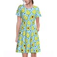 thumbnail image 1 of Bixox Robe d'Été à Manches Courtes pour Femmes Robe Ample Longueur Genou avec Poches-Avocat et Cœurs, 1 of 7