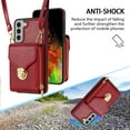 thumbnail image 2 of for Samsung Galaxy S22 Case Wallet with Shoulder Strap for Women - Crossbody Lanyard,Zipper Pocket,Credit Card Holder,Shockproof - Metal Buckle Closure Premium PU Leather Case, Red, 2 of 17