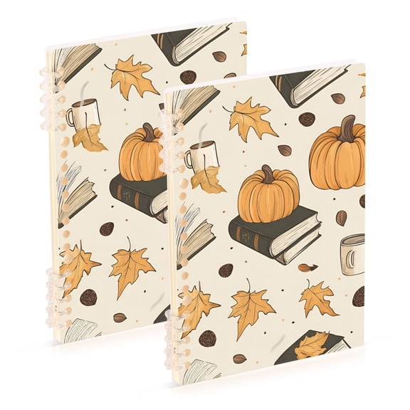 FORMRS 1-Subject Spiral Notebook 8" x 5" College Ruled 60 Refillable Sheet A5 Hard Cover, 2 Pack, Beige Fall Books