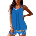 thumbnail image 3 of Pounoo Two Piece Bathing Suits Women Floral Print Racerback Tankini Tops High Waisted Shorts Modest Swimwear Beach Vacation Outfit Gift, 3 of 6