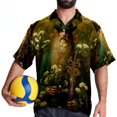 thumbnail image 4 of Saint Patrick's Day Men's Short Sleeve Printed Poplin Beach Shirts with Spread Collar - Casual Button Down Summer Tops for Unisex, 4 of 6