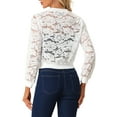 thumbnail image 3 of INSPIRE CHIC Valentine's Day Women's Lace Jackets Stand Collar Zip Up Mesh Sheer Bomber Jacket XS White, 3 of 6