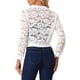 thumbnail image 3 of CHAQUETA BOMBER DE ENCAJE PARA MUJERES INSPIRADA EN SAN VALENTÍN CON CUELLO ALTO Y CREMALLERA MESH TRANSPARENTE M BLANCA, 3 of 6