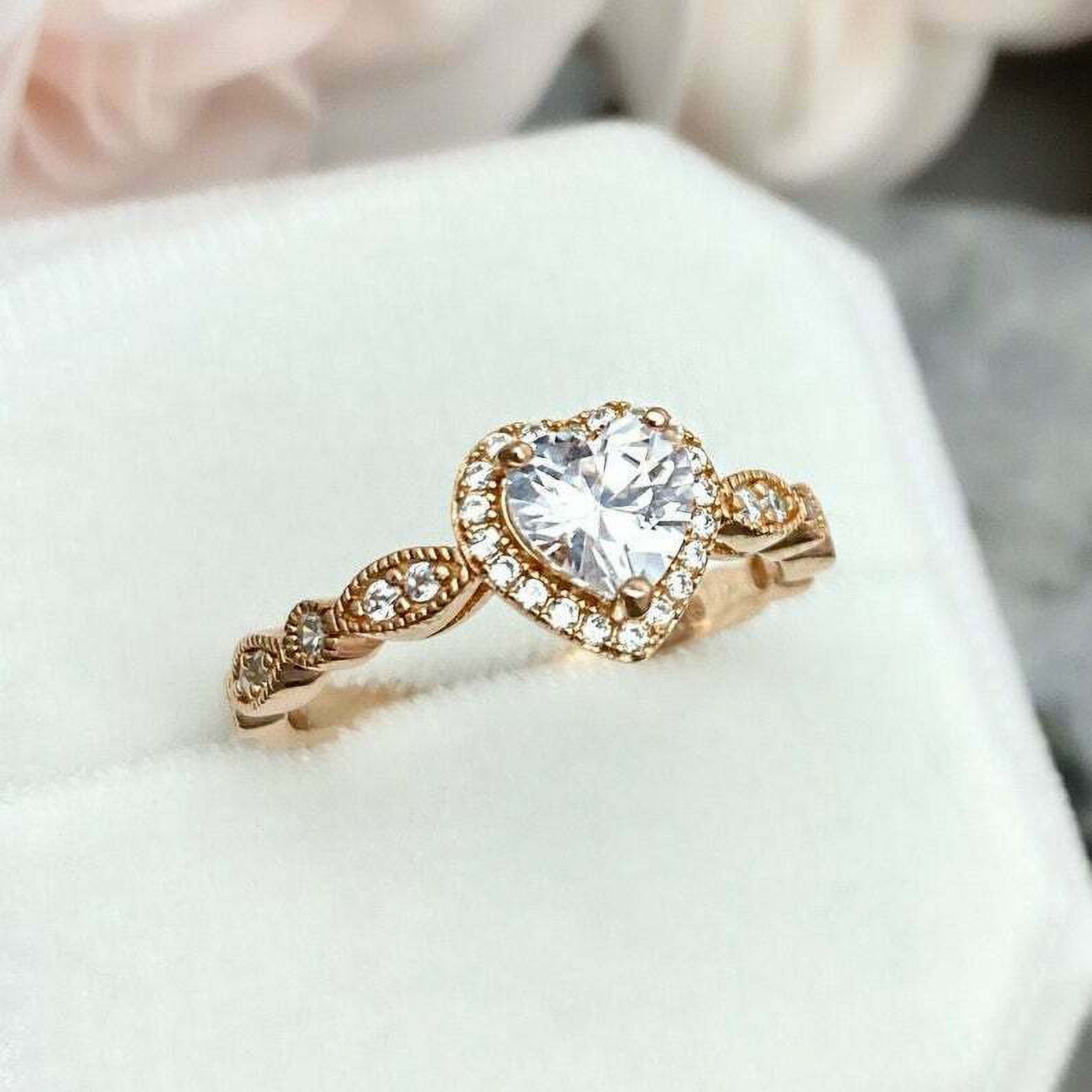 HeartsAndYou 1.4ct Engagement Ring for Women Heart Cut Moissanite Halo Design 18k Yellow Gold Over Silver