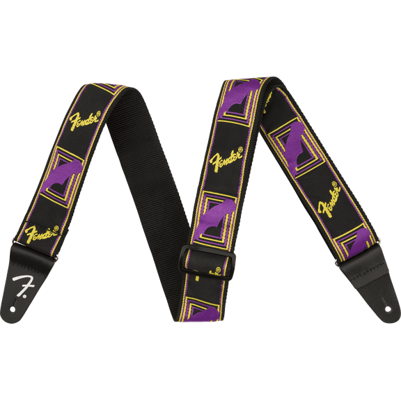 Fender 2" Monogrammed Neon Purple/Yellow Nylon Guitar Strap #0990681306