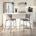 thumbnail image 6 of Braided Tania Contemporary Counter Stool in Black Metal, Grey Faux Leather, and Light Brown Fabric by LumiSource - Set of 2, 6 of 6
