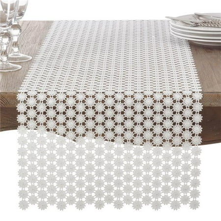 

Saro Lifestyle 9271.I1654B Delicate Openwork Lace Table Runner White