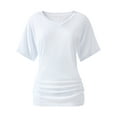 thumbnail image 2 of Womens Casual V Neck T Shirts Short Sleeve Loose Fit Summer Flowy Tops Tees, 2 of 5