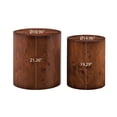 thumbnail image 2 of Set of 2 Modern Round Nesting Coffee Tables, Burl Veneer Accent Table with Cylinder Base, Manufactured Wood Side Tables for Living Room & Contemporary Home Space, 2 of 7