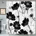 thumbnail image 4 of Black and White Floral Shower Curtains, Garden Flowers Aesthetic Bathroom Decor Shower Curtain Sets, Waterproof Polyester Fabric Bath Curtain with Hooks 72" x 72", 4 of 6