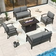 thumbnail image 6 of ALAULM Aluminum Outdoor Patio Furniture Set with Propane Firepit Table, 6 Seats, Metal Frame, 5.1" Cushions, Grey, 6 of 7