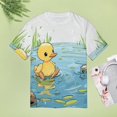thumbnail image 4 of Fun And Playful Duck Womens Tops Women's Fashion Casual Short Sleeve Flower Print Round Neck Pullover Top Blouse, 4 of 6