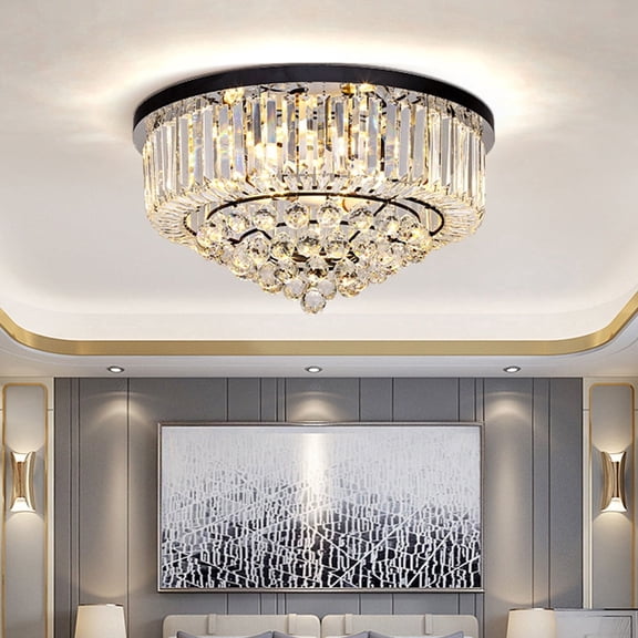 AFANQI 8-Lights Crystal Flush Mount Chandelier Light Fixture with K9 Crystals Modern Ceiling Lights Elegant Pendant Lamp for Bedroom,Hallway,Bar,Living Room,Dining Room