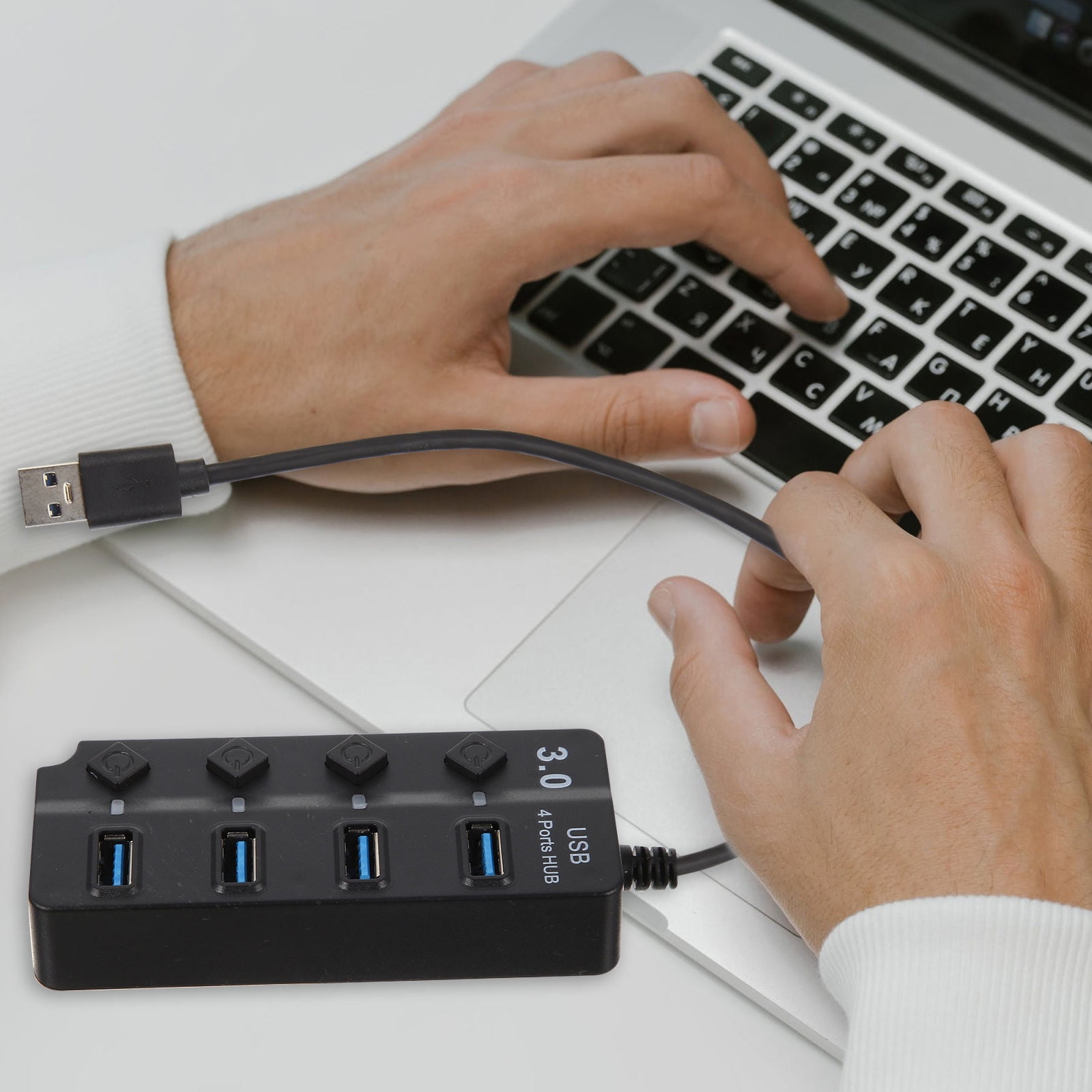 BRIGHTFUFU laptop usb hub 4 port abs black 1Pcs usb hub powered for office