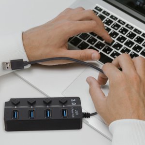 BRIGHTFUFU laptop usb hub 4 port abs black 1Pcs usb hub powered for office