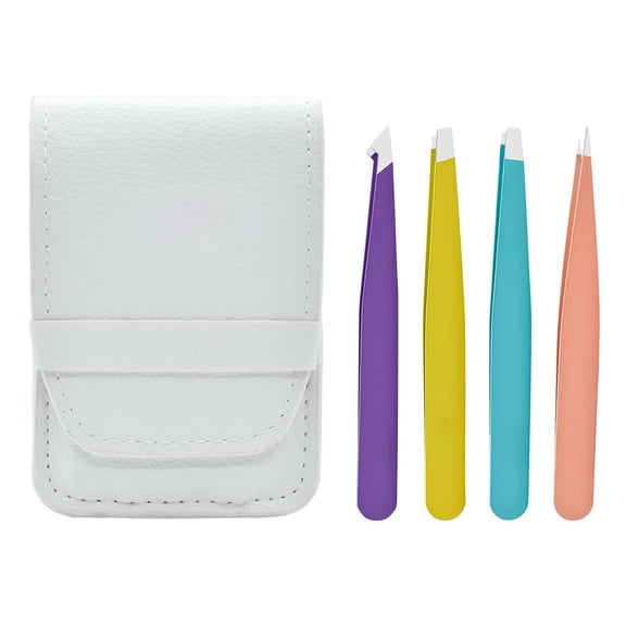 Tweezers Set - 4Pcs Professional Stainless Steel Tweezers, Precision Tweezers Set for Shaping Eyebrows, Great Beauty Tools for Facial Hair, Ingrown Hair, Blackhead Removal.(Multi-color)