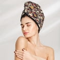 thumbnail image 2 of Yiaed rock Skull record artist Print Hair Cap with Button,Coral Fleece Hair Towel Wrap for Women Wet Hair,Quick Dry Turban for Wet Hair Long Thick Hair, 2 of 5
