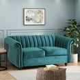 thumbnail image 2 of Noble House Klein Channel Stitching Fabric Loveseat, Teal, 2 of 8