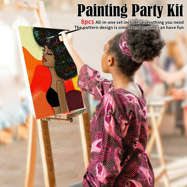 VOCHIC Canvas Painting Kit Pre Drawn Canvas Couples Paint Party Kits  Outline Canvas for Paint and