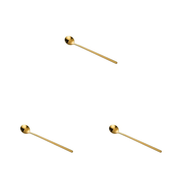 Wosthever 8 piezas cuchara agitadora de acero inoxidable café té leche agitador sólido cubiertos vajilla café comer oro 13 cm Type1 NO1