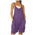 thumbnail image 2 of Riforla Women's Sleeveless Overalls Jumpsuit Casual Solid Summer Wide Leg Bib Pants Bottons Jumpsuit Romper with Pockets Short 2 Piece Sets for Women S, 2 of 6