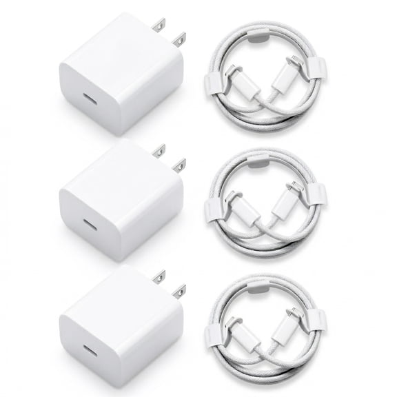 Tideseer 3 Pack 20W USB Type C Fast Charging Block for iPhone 16 Charger with 6ft USB C to USB C Charging Cable