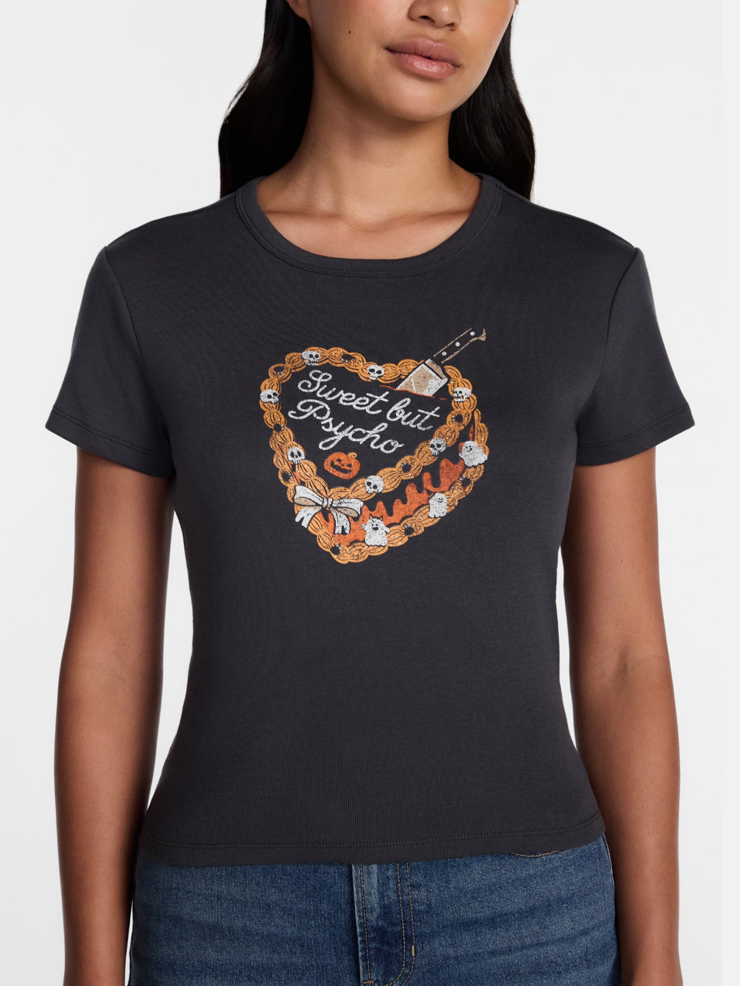 Halloween Women's Sweet But Psycho Graphic Tee with Short Sleeves, Sizes XXS-XXL