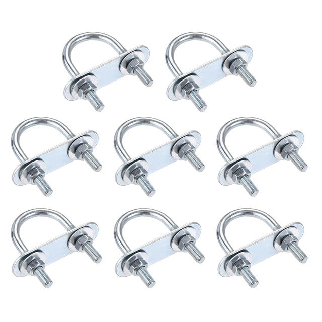 Unique Bargains 27mm Inner Width 53mm Length Round U-Bolt Steel M6 8 Sets
