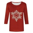 thumbnail image 3 of Christmas Snowflake Shirt for Women 3/4 Sleeve Holiday Graphic Tee Casual Top Fall Winter Fashion Outfit, 3 of 4