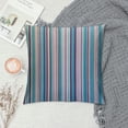 thumbnail image 2 of Creowell   Striped Throw Pillow Cushion Cover, Blue Purple Teal Aqua Lavender Colored Vertical Stripes Geometric Abstract Vintage, Decorative Square Accent Pillow Case, Soft Turquoise White, 2 of 5