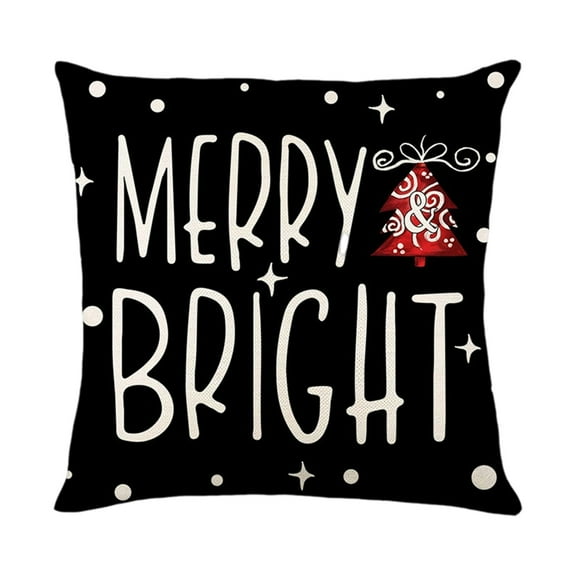 Christmas Black Pillow Covers 18x18in Square Pillow Cases Winter Holiday Home Decor for Sofa Couch