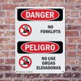 thumbnail image 4 of (2 Pack) No Forklifts Bilingual OSHA Danger Sign 18 Inch X 24 Inch Plastic Sign, Weather Resistant, UV Protected for Workplace, Business, and Construction Site, Made in the USA, 4 of 8