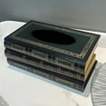 thumbnail image 2 of BINGLI Crafted Classical Retro Wooden Antique Book Tissue Box Cover Rectangular Tissue Holder Dispenser Paper Cover Case Napkin Holder Home Decor for Bathroom Living Room Office car Kitchen Green-B, 2 of 9