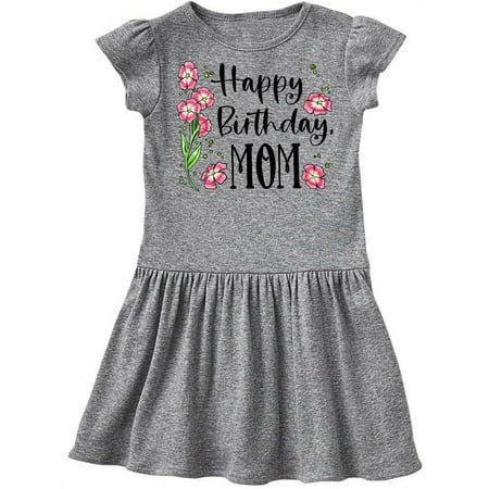 

Inktastic Happy Birthday Mom Pink Flowers Gift Toddler Girl Dress