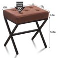 thumbnail image 5 of Tcbosik Upholstered Ottoman in Brown Velvet, Modern Padded Footstool with Tufted Seat Cushion and Black Metal Legs, Easy Assembly, 17"L x 13"W x 18"H, 5 of 6