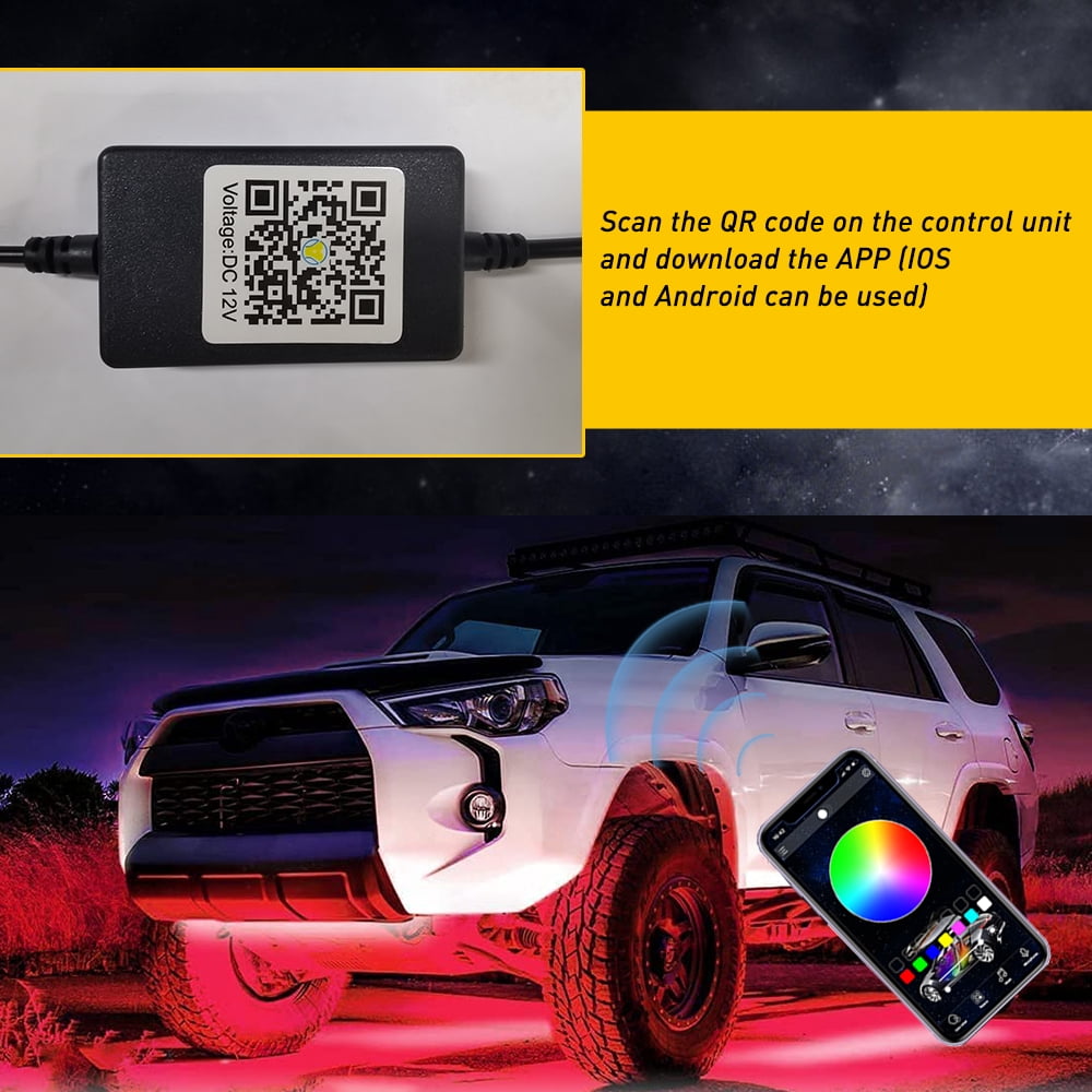 LED Strip Under Car Tube Underglow Underbody System Neon Light Kit
