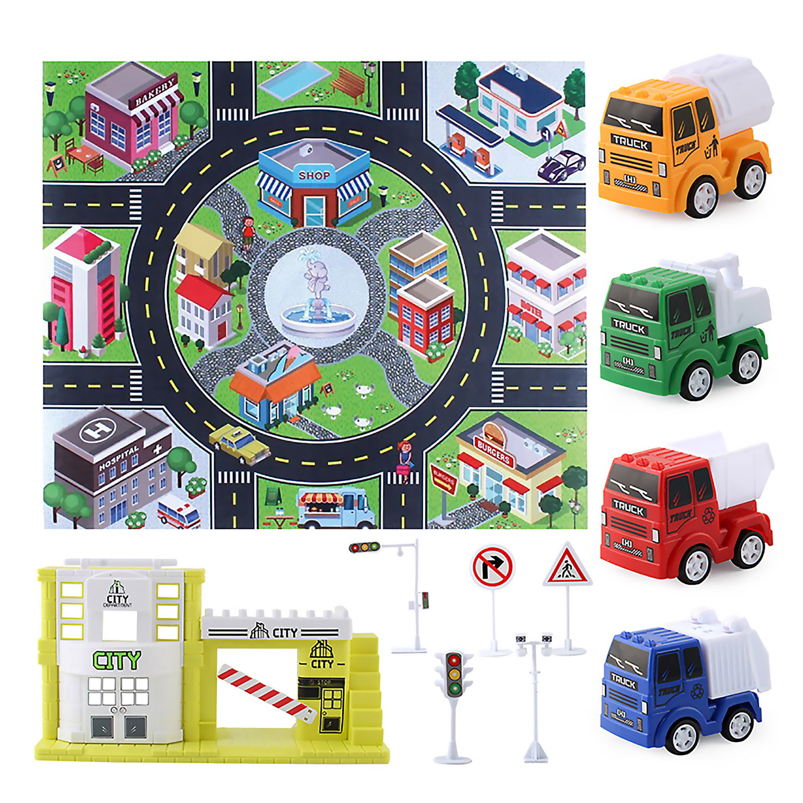Kids Children Rugs Town Road Map City Cars Toy Rug Play Village 130*100cm Mat 