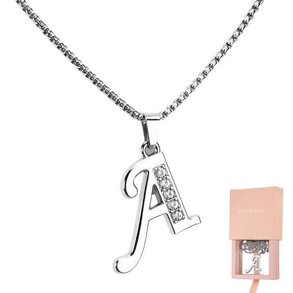 Name Necklace for Women, Cute Jewellery for for Family Mother Sister Wife, Personalised Initial Necklace, Cubic Silver Letter Chain Gifts for Birthday Valentines