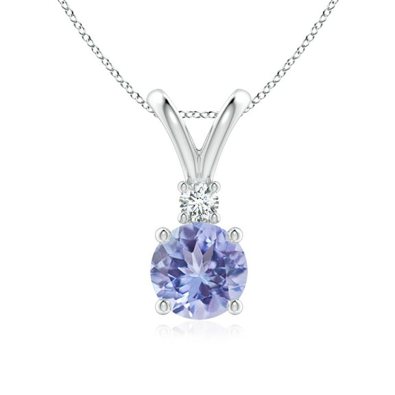 ANGARA Natural 1.45 ct Tanzanite V-Bale Pendant with Diamond in 925 Sterling Silver for Women (Size-7mm) | December Birthstone, Anniversary, Jewelry Gift for Women | Natural Tanzanite Necklace