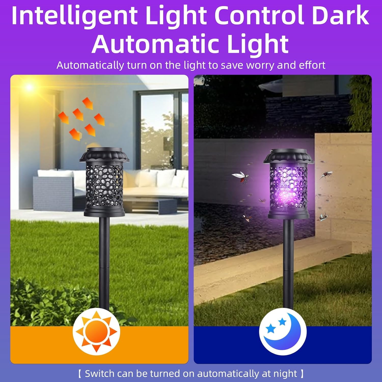 4 Pack Upgraded Solar Bug Zapper in Black, Outdoor Mosquito Repellent for Patio and Garden, Waterproof Insect Killer