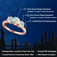 thumbnail image 2 of Gem Stone King 18K Rose Gold Plated Silver Simulated White Opal and White Topaz Engagement Ring for Women | 1.50 Cttw | Round Cabochon 6MM | Gemstone October Birthstone | Size 6, 2 of 6
