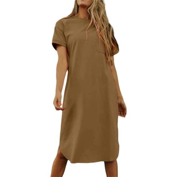 Round Neck Short Sleeve T Shirt Dress
