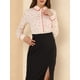 thumbnail image 5 of CAMISAS DE BOTONES DE MANGA LARGA CON PIPING IMPRESAS PARA MUJER INSPIRAR CHIC L BEIGE, 5 of 6