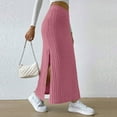 thumbnail image 4 of SXcggal Women's High Waist Stretchy Rib Knit Split Slit Hem Midi Pencil Skirt Fashionable Comfortable Distinctive Women's Skirt, 4 of 8