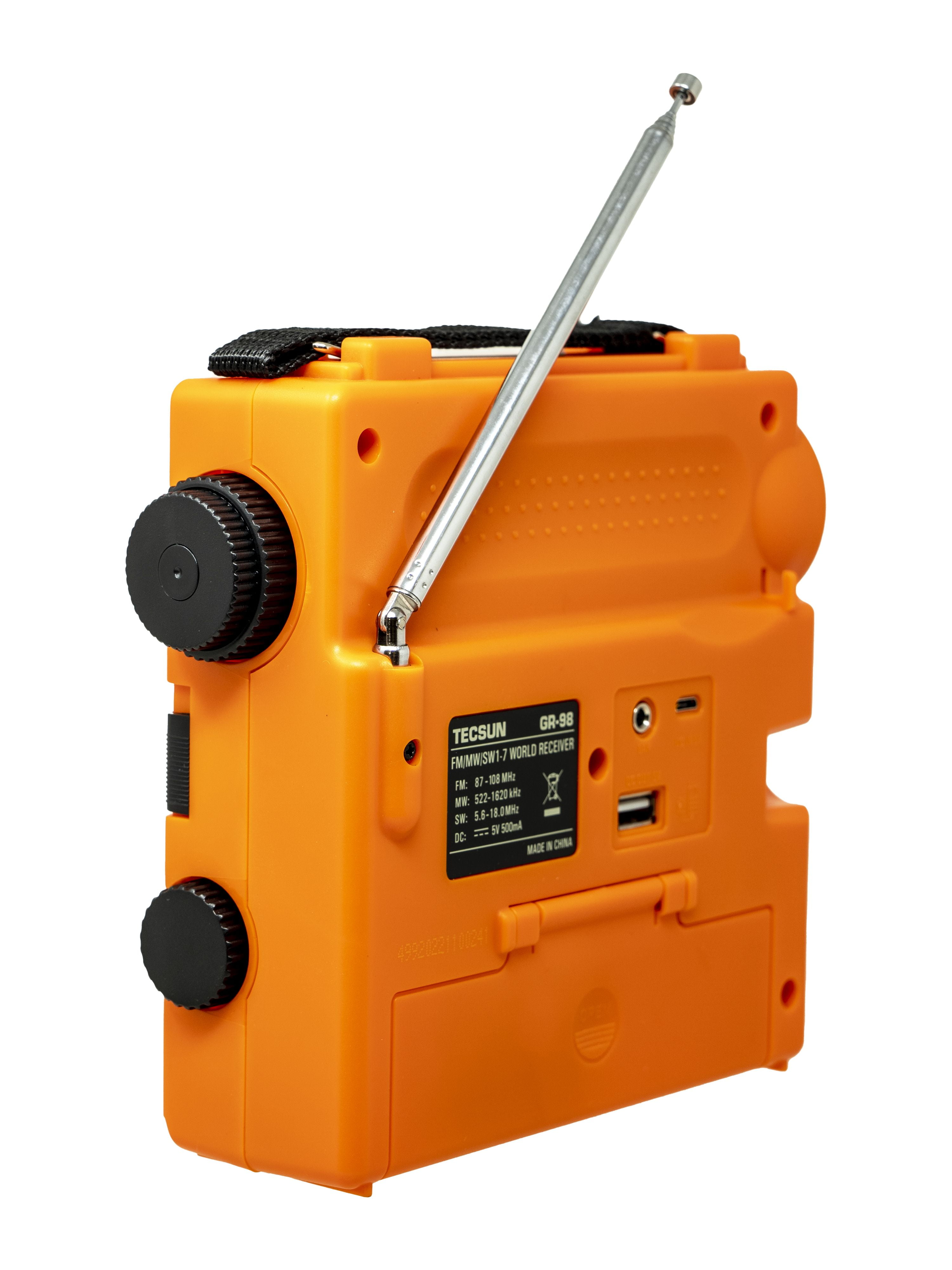 Tecsun GR-98 Battery Flashlight Portable Emergency Radio, Orange