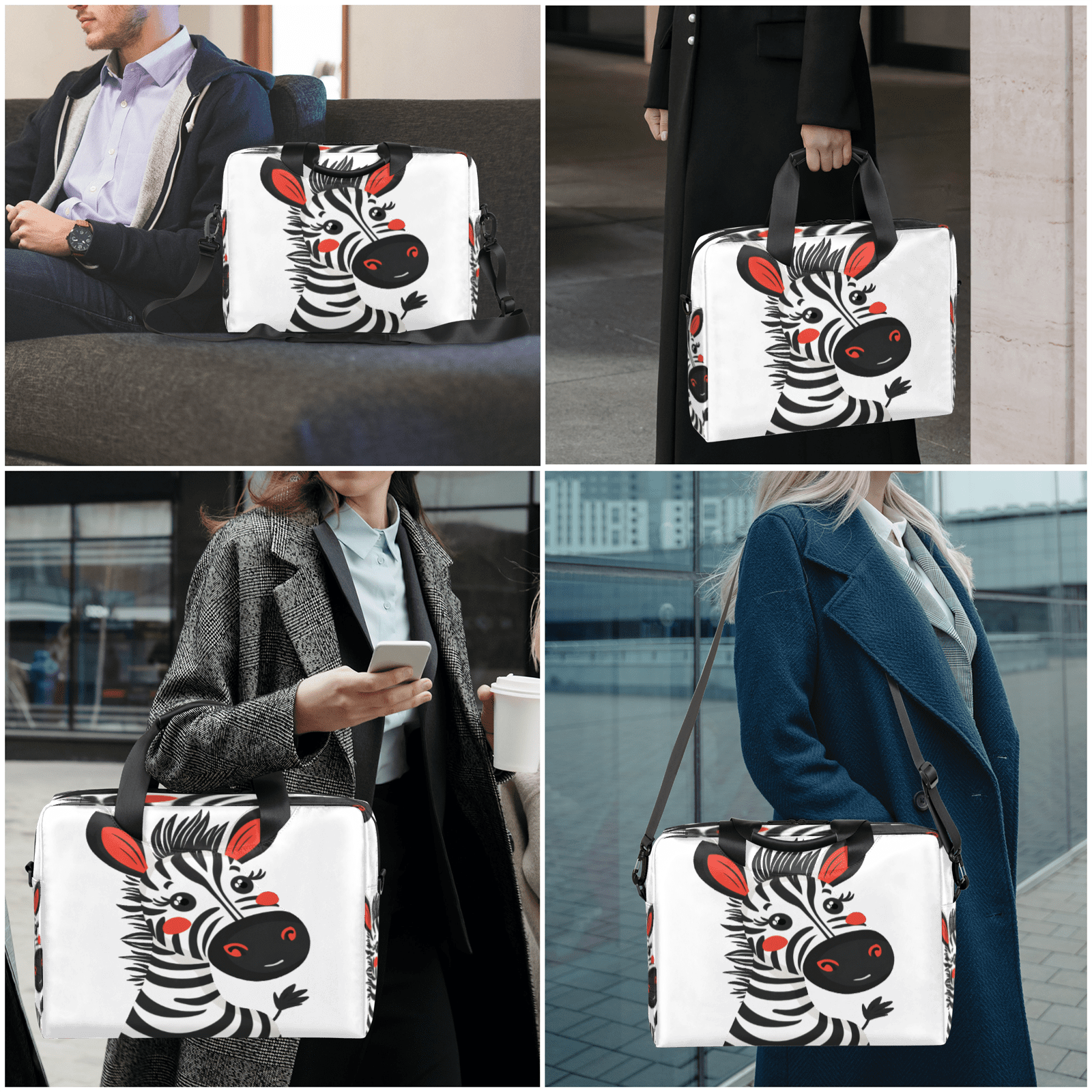 Herdesigns Cute Zebra Laptop Bag for Women Men, Computer Case Briefcase Messenger Bags, 15-15.6 inch Laptop Sleeve Shoulder Bag